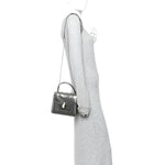 Metallic Calfskin Serpenti Forever Top Handle Silver