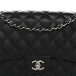Caviar Quilted Jumbo Double Flap Black