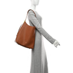 Grained Calfskin Low Key Hobo MM Cognac