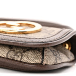 GG Supreme Monogram Textured Dollar Calfskin Blondie Card Case Wallet with Strap Beige Ebony New Acero