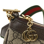 GG Supreme Monogram Textured Dollar Calfskin Web Small Ophidia GG Handbag Beige Ebony New Acero