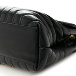 Calfskin Y Quilted Monogram Medium Loulou Chain Satchel Black