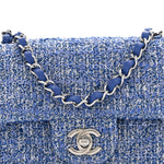 Tweed Quilted Mini Rectangular Flap Blue White