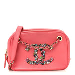 Lambskin Crystal Strass Mania Camera Case Pink