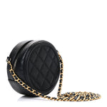 Caviar Quilted Round Filigree Crossbody Black