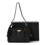 Denim Quilted Mini Chanel 25 Handbag Dark Blue