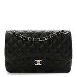 Lambskin Quilted Jumbo Double Flap Black