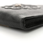 Grained Calfskin Fleur De Lis Square Pocket Crossbody Black