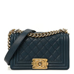 Caviar Quilted Small Boy Flap Blue