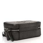 Metallic Caviar Quilted Small CC Filigree Vanity Case Dark Silver