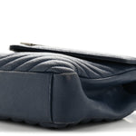 Sheepskin Matelasse Chevron Monogram Medium College Bag Navy