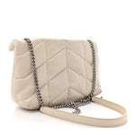 Lambskin Quilted Toy Loulou Puffer Monogram Chain Satchel Crema Soft