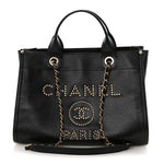 Caviar Small Studded Deauville Tote Black