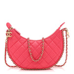 Lambskin Quilted Small Hobo Bag Pink