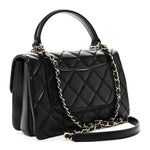 Lambskin Quilted Small Trendy CC Dual Handle Flap Bag Black