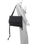Pebbled Calfskin Rockstud Messenger Black