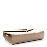 Grain De Poudre Textured Mixed Matelasse Medium Triquilt Monogram Satchel Dark Beige