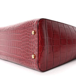 Calfskin Crocodile Embossed Archetype Small Shopper Tote Burgundy