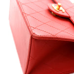 Caviar Stitched Flap Shoulder Bag Red