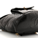 Lambskin Quilted Drawstring Backpack Black