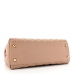 Caviar Lizard Quilted Small Coco Handle Flap Beige