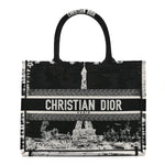 Canvas Embroidered Medium Paris Book Tote Black White