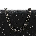 Lambskin Camellia Studded Wallet on Chain WOC Black