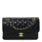Lambskin Quilted Small Double Flap Black