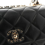 Lambskin Quilted Small Trendy CC Chain Dual Handle Flap Bag Black