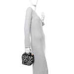 Calfskin Laser Cut Bucket Bag Black White