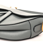 Grained Calfskin Saddle Bag Grey Stone