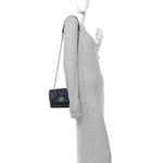 Grained Calfskin Graffiti BB Chain Wallet Black Bleu Violet