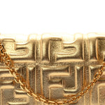 Vitello Catalan Mirror FF 1974 Embossed Continental Wallet on Chain Gold
