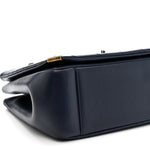 Lambskin Stitched Medium Around The Corner Shopping Tote Deep Marine