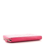 Lambskin Quilted Large Zip Around Organizer Wallet Pink