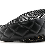 Mesh Shiny Lambskin Chain Hobo Black
