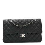 Lambskin Quilted Medium Double Flap Black