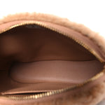 Shearling Quilted Shiny Coco Clutch With Chain Dark Beige