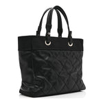 Coated Canvas Quilted Large Paris Biarritz Tote Black