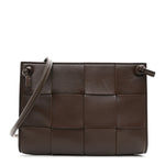 Lambskin Maxi Intrecciato Mini Cassette Crossbody Pouch Brown