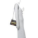 Wonka Grain Calfskin Mini Diana Tote Bag Black Yellow Fluo