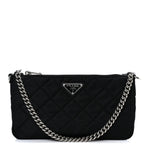 Nylon Tessuto Impuntu Quilted Crossbody Bag Black