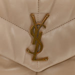 Lambskin Quilted Small Loulou Puffer Monogram Chain Satchel Dark Beige