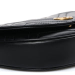 Calfskin Matelasse Mini GG Marmont Chain Half Moon Crossbody Bag Black