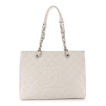Caviar Quilted Grand Shopping Tote GST White