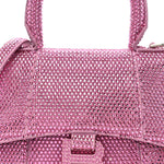 Strass Suede Hourglass Top Handle Bag XS Pink
