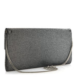 Glitter Fabric Erica Chain Clutch  Anthracite