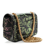 Calfskin Crocodile Embossed Graffiti 2.55 Mini Cocodile Reissue Flap Black Pink