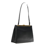 Smooth Calfskin Medium Clasp Shoulder Bag Black