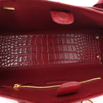 Calfskin Crocodile Embossed Archetype Small Shopper Tote Burgundy